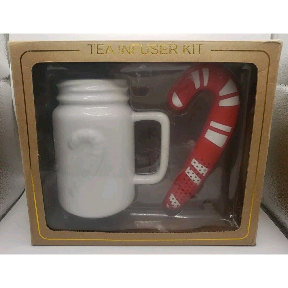 Christmas Holiday Tea Infuser Kit Mug & Silicon candy cane  Infuser